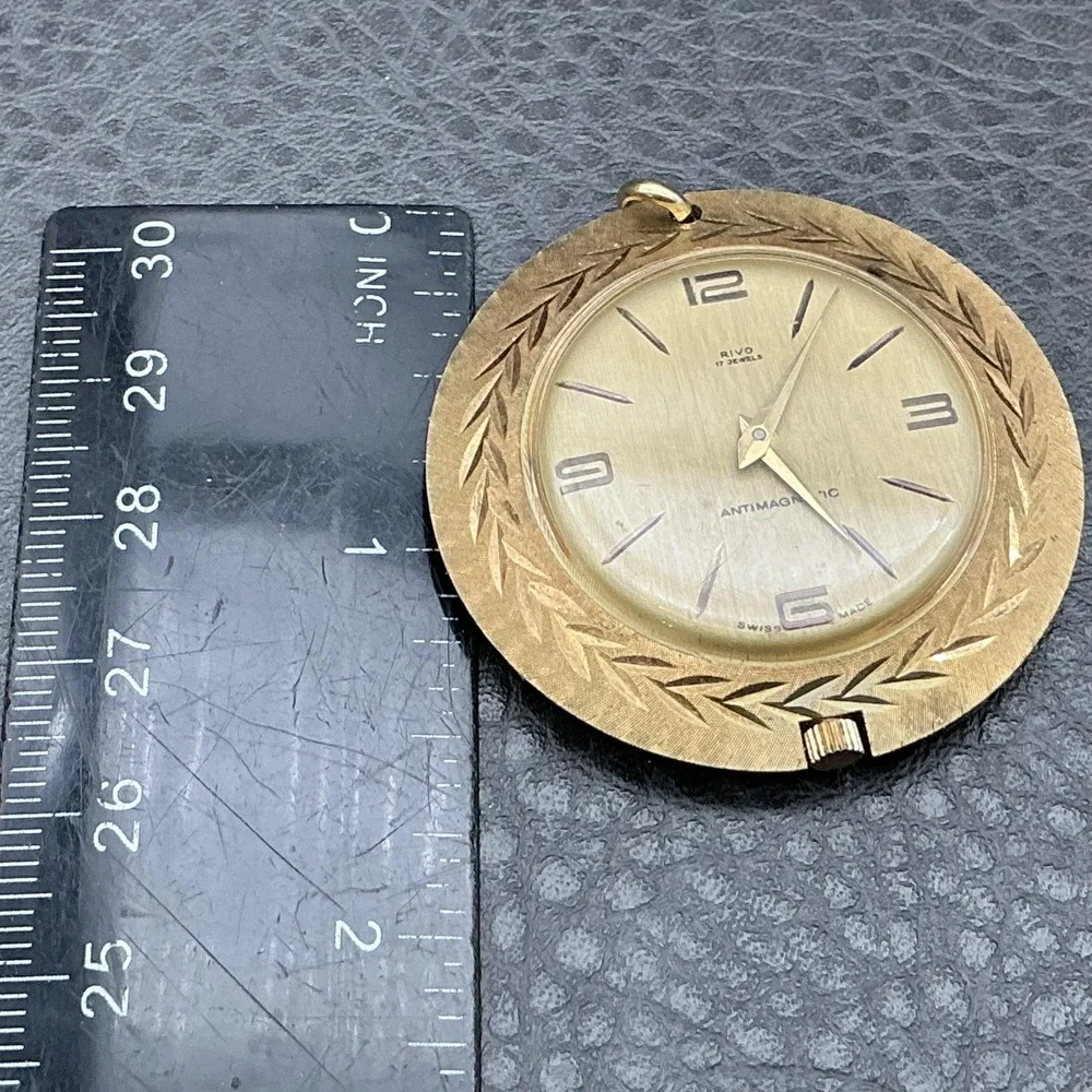 Vintage Rivo Mens Watch Champagne Dial Gold Tone Swiss 17 Jewels Antimagnetic